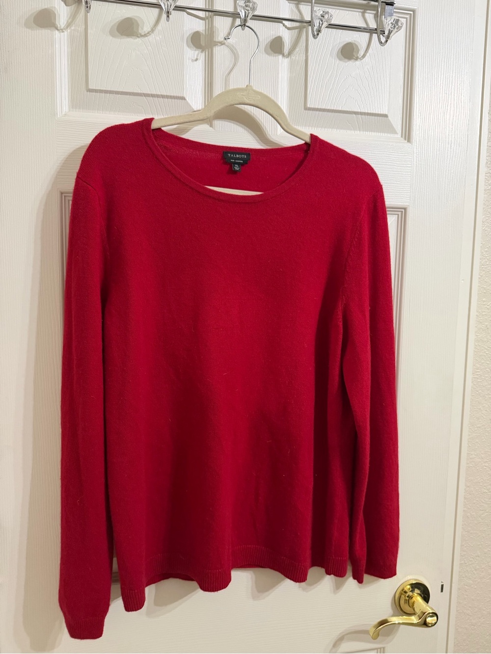Talbots 100% Cashmere Pure Cashmere Red Long Sleeve Sweater Holidays Christmas - Picture 5 of 9